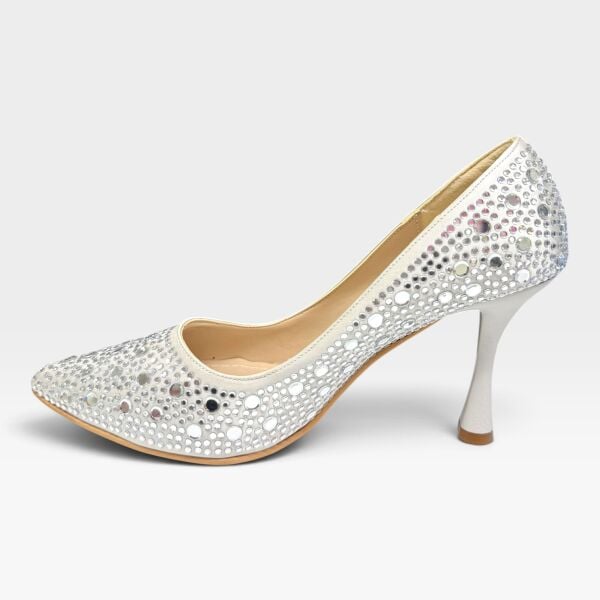 Gümüş Taşlı Kadın Stiletto 8 cm Topuklu Abiye Ayakkabı