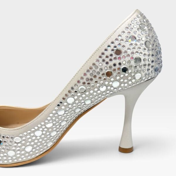 Gümüş Taşlı Kadın Stiletto 8 cm Topuklu Abiye Ayakkabı