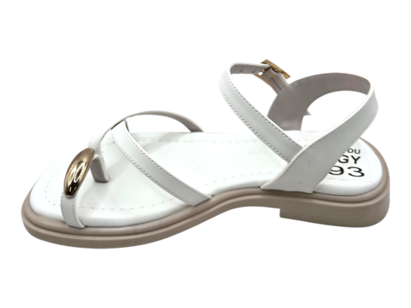 Beyaz Parmak Arası Sandalet Kadın Düz Taban Tokalı Yazlık Şık Günlük Ayakkabı