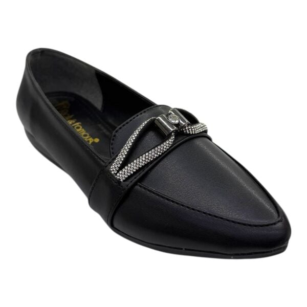 Taş Tokalı Siyah Babet