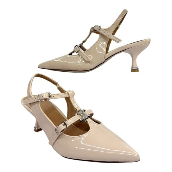 Nude Rugan İnce Topuklu Çift Tokalı Stiletto - Taş Detaylı