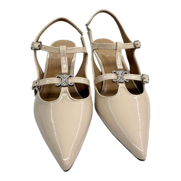 Nude Rugan İnce Topuklu Çift Tokalı Stiletto - Taş Detaylı