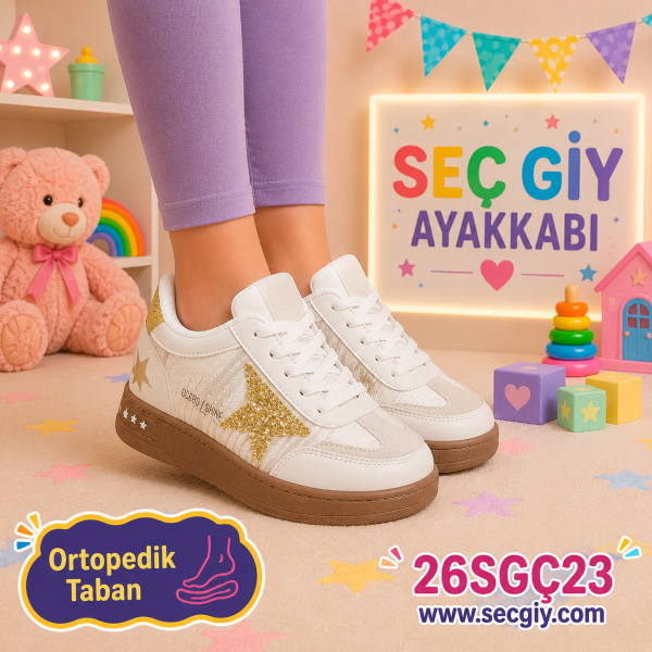 Gold Yıldız Detaylı Çocuk Ayakkabı