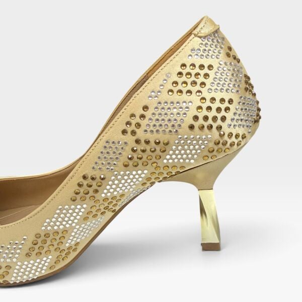 Altın Taşlı Kadın Stiletto 7 cm Abiye Ayakkabı