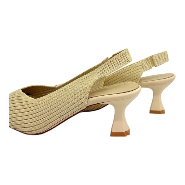 Bej-Siyah Örme Slingback Ayakkabı - Günlük & Şık Kullanım